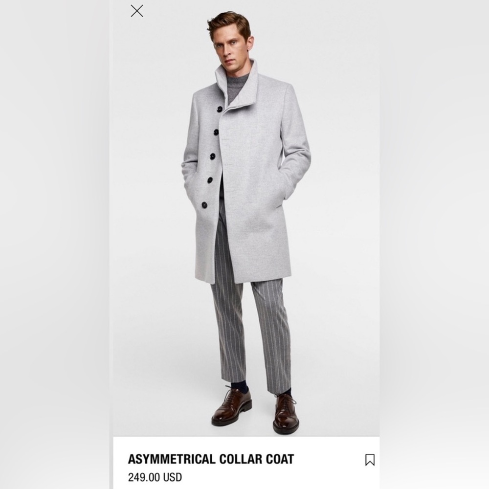 Asymmetrical Collar Coat Zara Men’s Medium